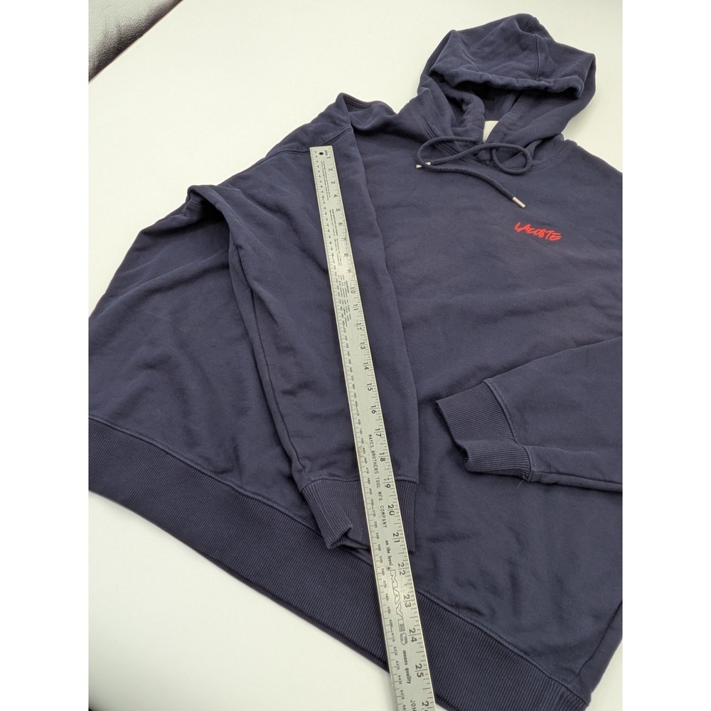 Lacoste LIVE Pullover Sweatshirt Size 2XL Navy Cloud Print Hoodie Tennis Players - Picture 5 of 11